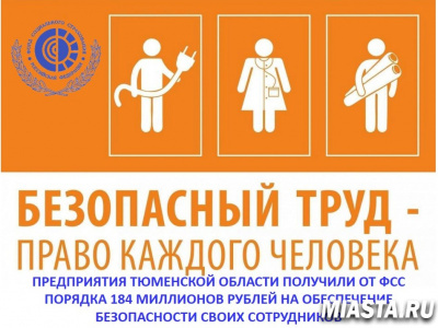Предприятия Тюменской области получили от ФСС порядка 184 миллионов рублей на обеспечение безопасности своих сотрудников