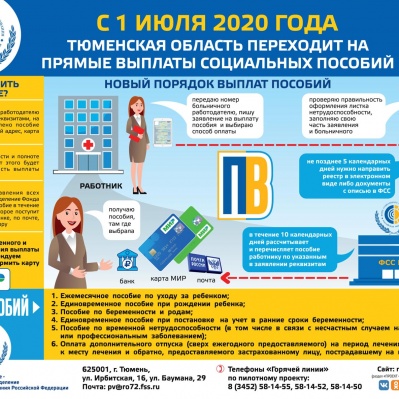 1 ИЮЛЯ 2020 ГОДА- СТАРТ ПРОЕКТА "ПРЯМЫЕ ВЫПЛАТЫ" В ТЮМЕНСКОЙ ОБЛАСТИ