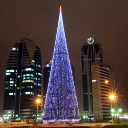 В Грозном установили самую высокую новогоднюю елку в России