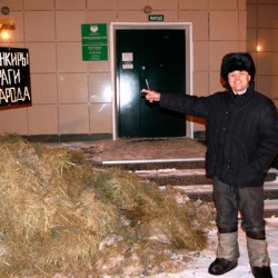 Новосибирский фермер насыпал кучу навоза перед Сбербанком